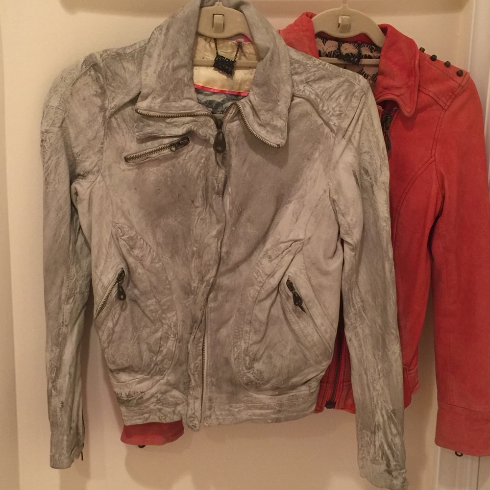 Doma Biker Leather Jacket in Distressed Green